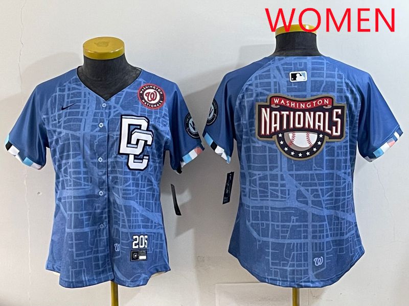 Women Washington Nationals Blank Blue Joint Name 2025 Nike MLB Jersey style 7
